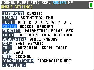 Settings options